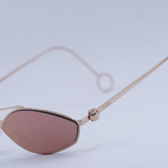 Fendi FE40114U-Y 33U Sunglasses Gold with Chain Oval Frame, Mirror Lenses main image 6